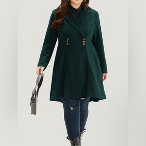 Bloom Chic Solid Lapel Collar Double Breasted Coat
